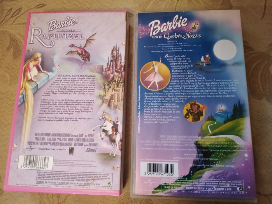 2 Cassetes da Barbie. Barbie Rapunzel e Barbie em O Quebra Nozes.