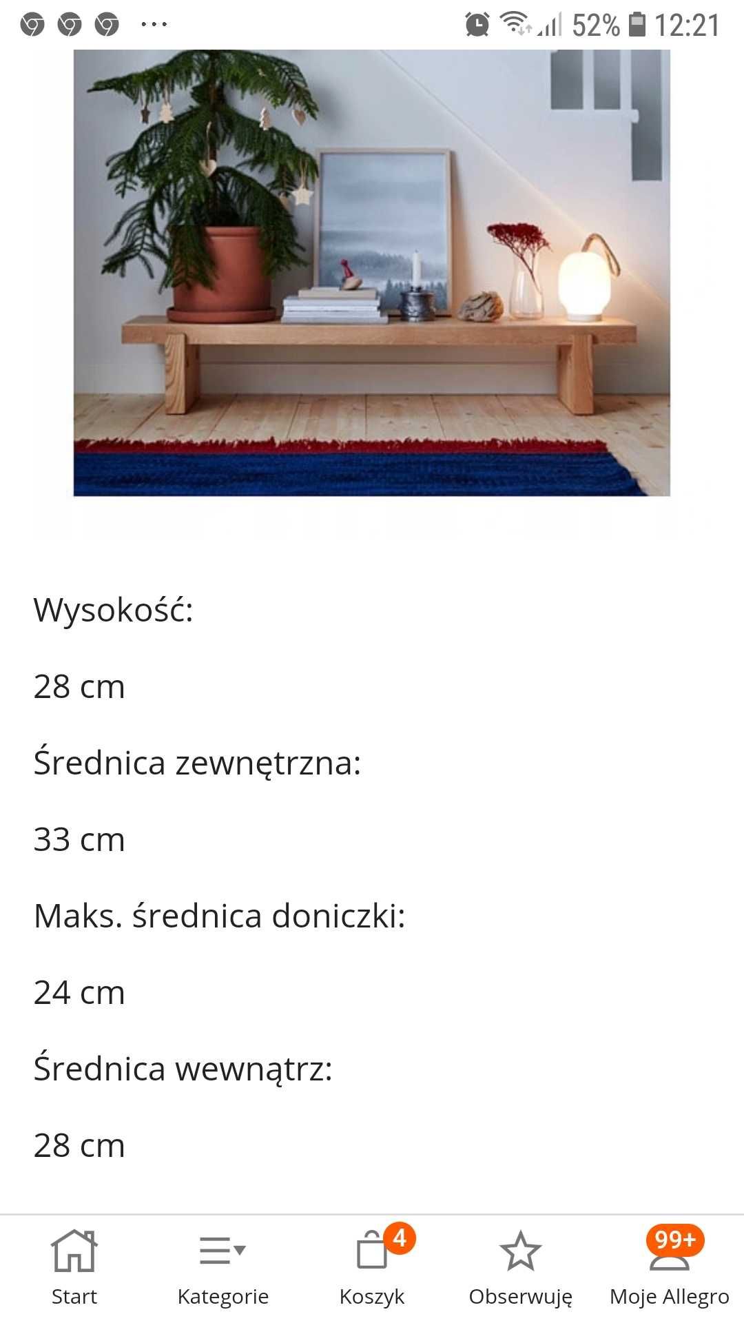 DUŻA doniczka IKEA VARMER z podstawką, terak, 28 cm