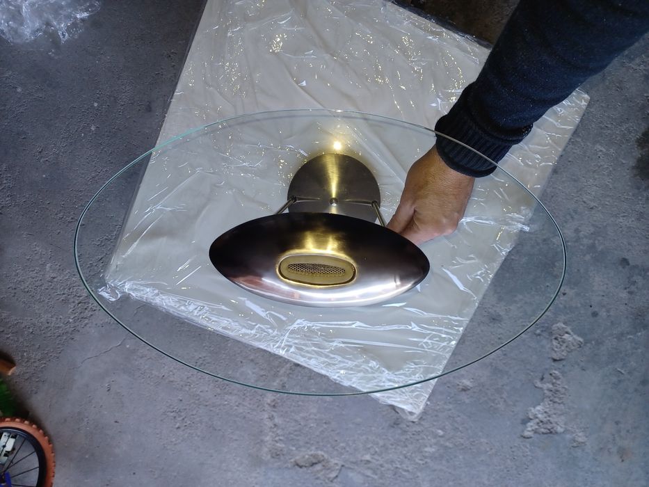 Camdeiro de teto inox e vidro em Led