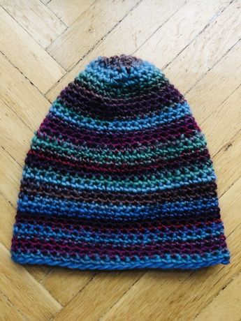 Ciepła czapka wełniana handmade jesień zima