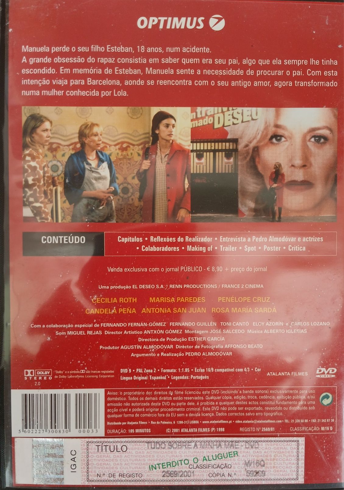 DVD Tudo Sobre a Minha Mãe de Pedro Almodôvar
