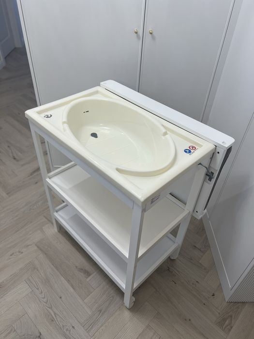 Przewijak wanienka 2w1 drewniany biały Roba