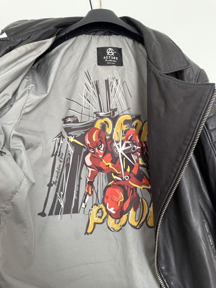 Męska skórzana kurtka w stylu motocyklowym