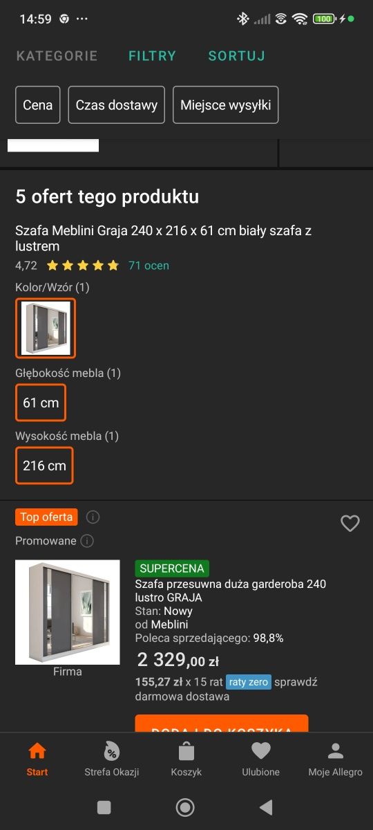 Szafa przesuwna duża