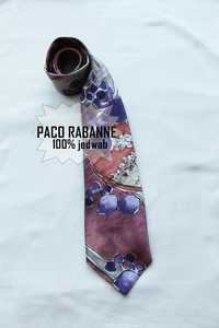 krawat Paco Rabanne jedwab jedwabym fiolet róż premium oryginal