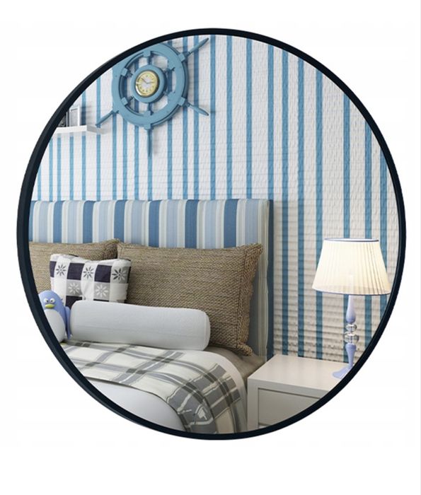 Lustro 80cm Czarne Ścienne Okrągłe