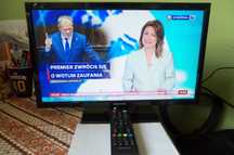 Manta 19 cali LED, dvb-t2 hevc265, pilot, HDMI, 230v/+12v, ZK, AŚ.