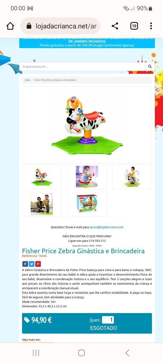 Fisher Price Zebra Ginástica e Brincadeira