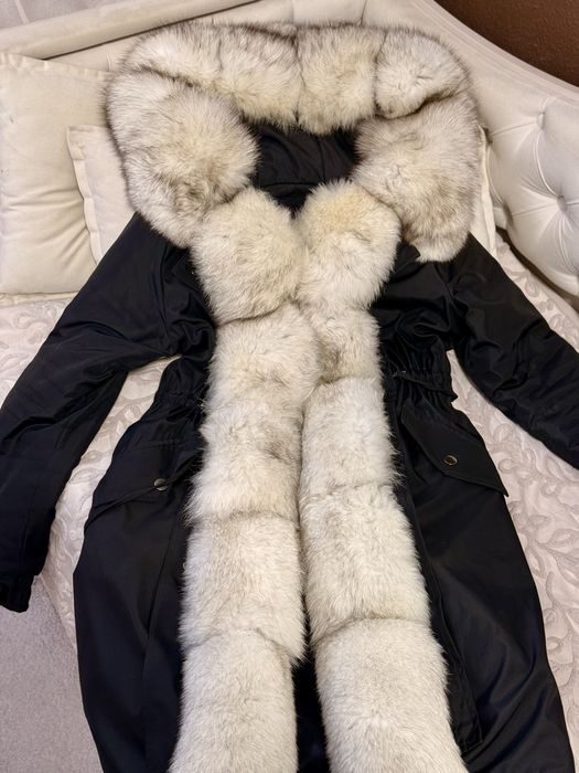 Парка куртка пальто хутро на уральне S-M zara