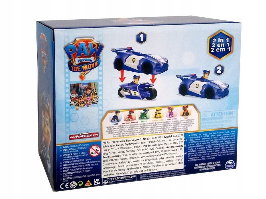 Psi Patrol Chase Samochód i motor 2w1+figurka