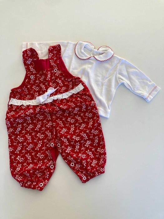 Conjunto de Bebé Vermelho e Branco Tam. 1M