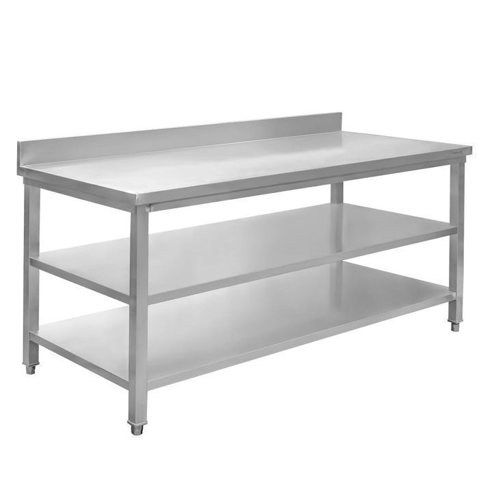 Stół gastronomiczny z rantem i 2 półkami Mega-M 180x60x85(H) - NOWY