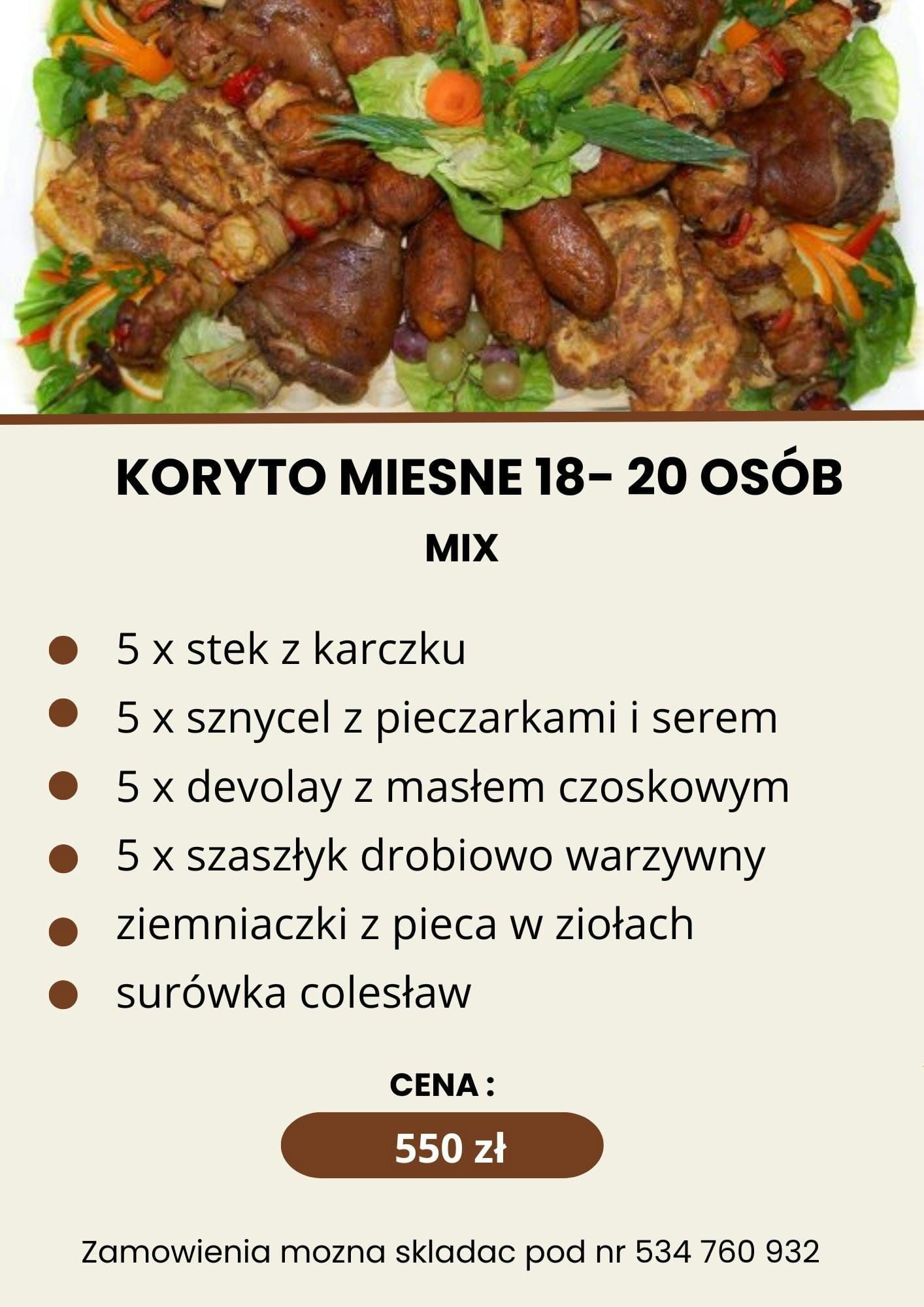 Catering / Katering okolicznościowy , Koryto miesne , Zimna płyta