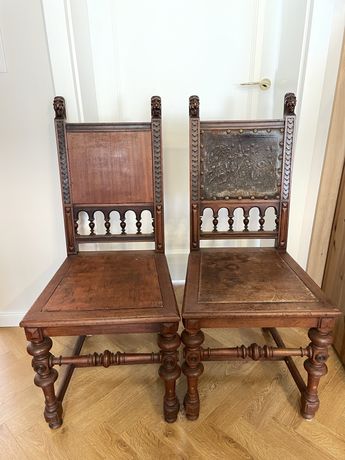 Krzesła rzeźbione drewniane jak gdańskie