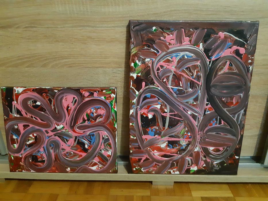 Obraz recznie malowany w dwoch egzemplarzach ROZA ROZSTANIA