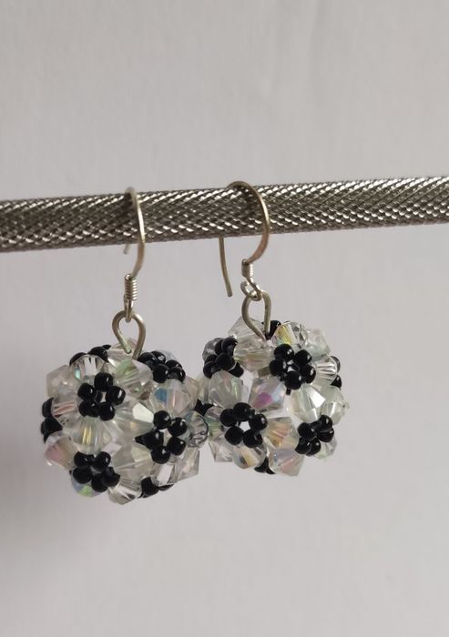 Kolczyki koraliki bicone kule handmade