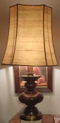 stara lampa mosiężno-drewniana ok. 75 cm