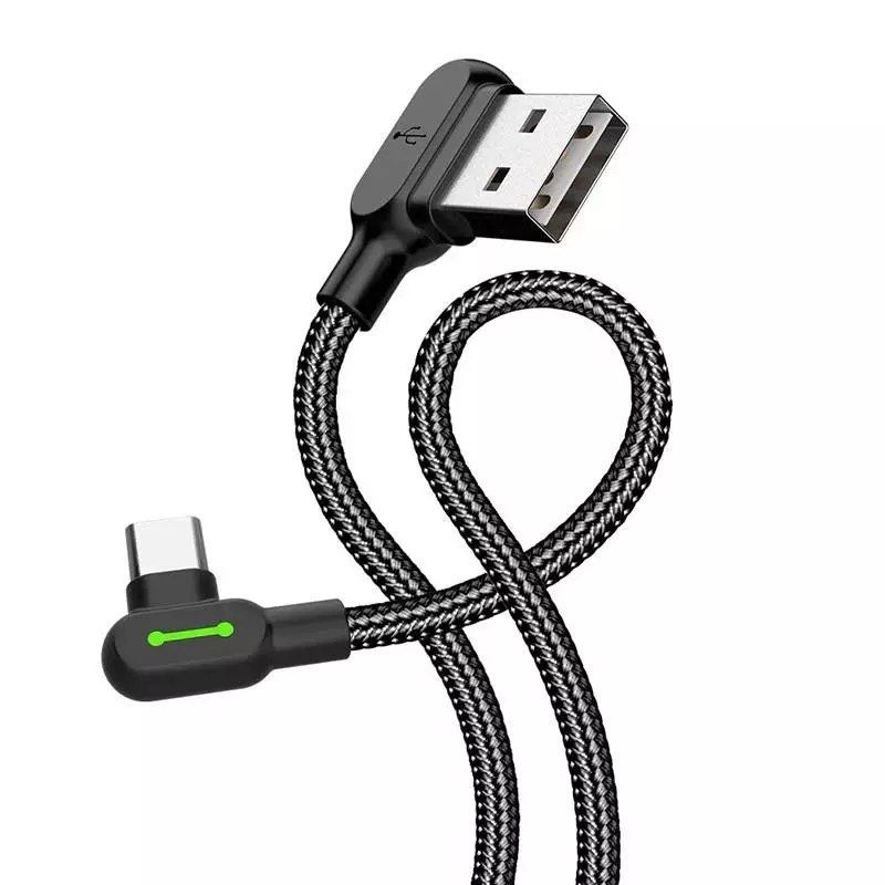 mcdodo ca-5280 led úhlový kabel usb na usb-c, 3 m (černý)