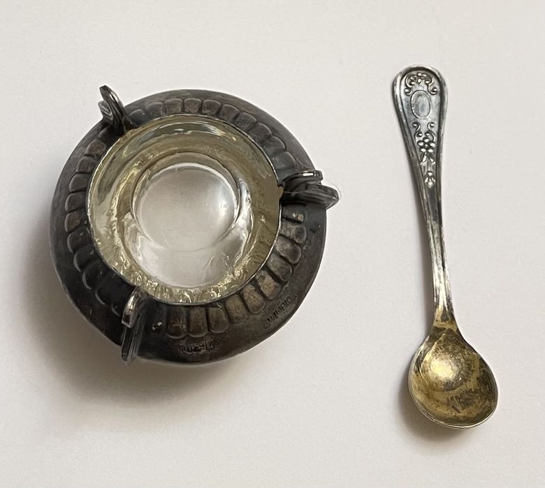 Stara mała solniczka kawiornica posrebrzana ZSRR