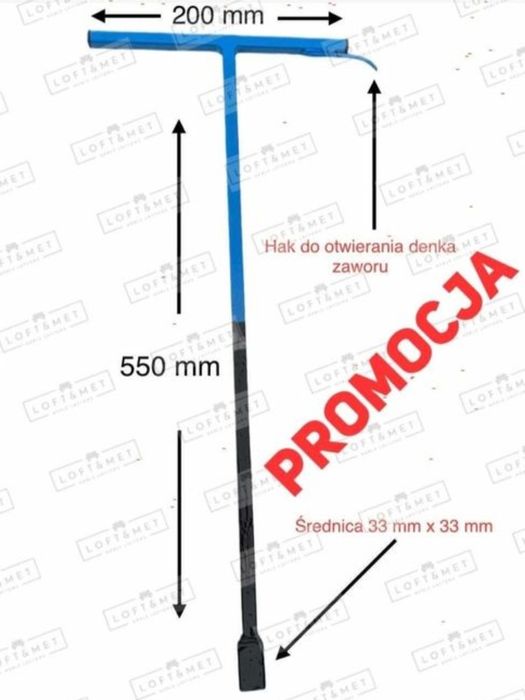 Klucz do hydrantu nawiertki zasuwów wody