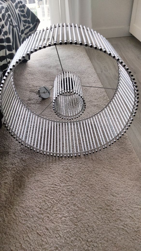 Candeeiro de teto prateado 50cm diâmetro