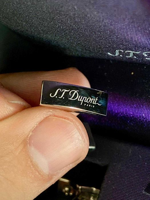 Botões de Punho ST Dupont Aço com Caixa e Documentos