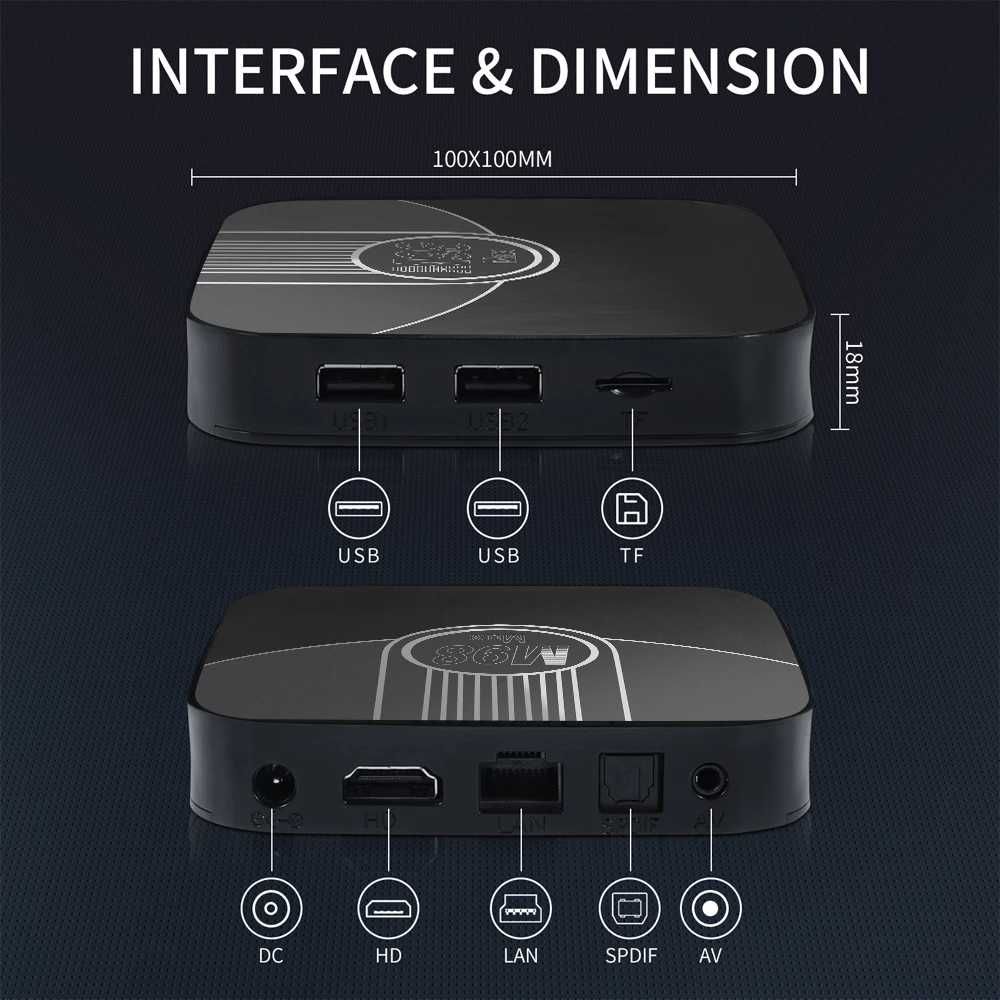Box M98Max 4Gb RAM 32Gb ROM Android 11 Comando Bluetooth com Voz