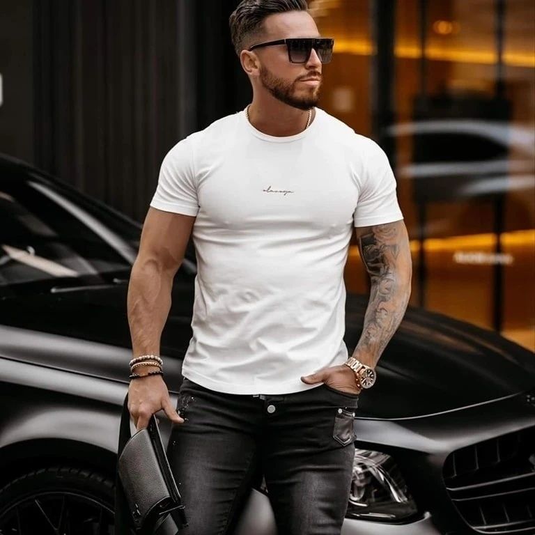T-shirt męski OLAVOGA SLOGEN XL biały ecru szary
