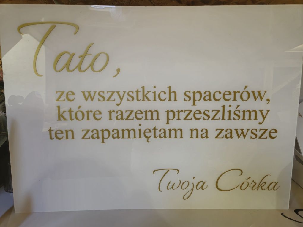Tablica weselna tato ze wszystkich spacerów biało-złota
