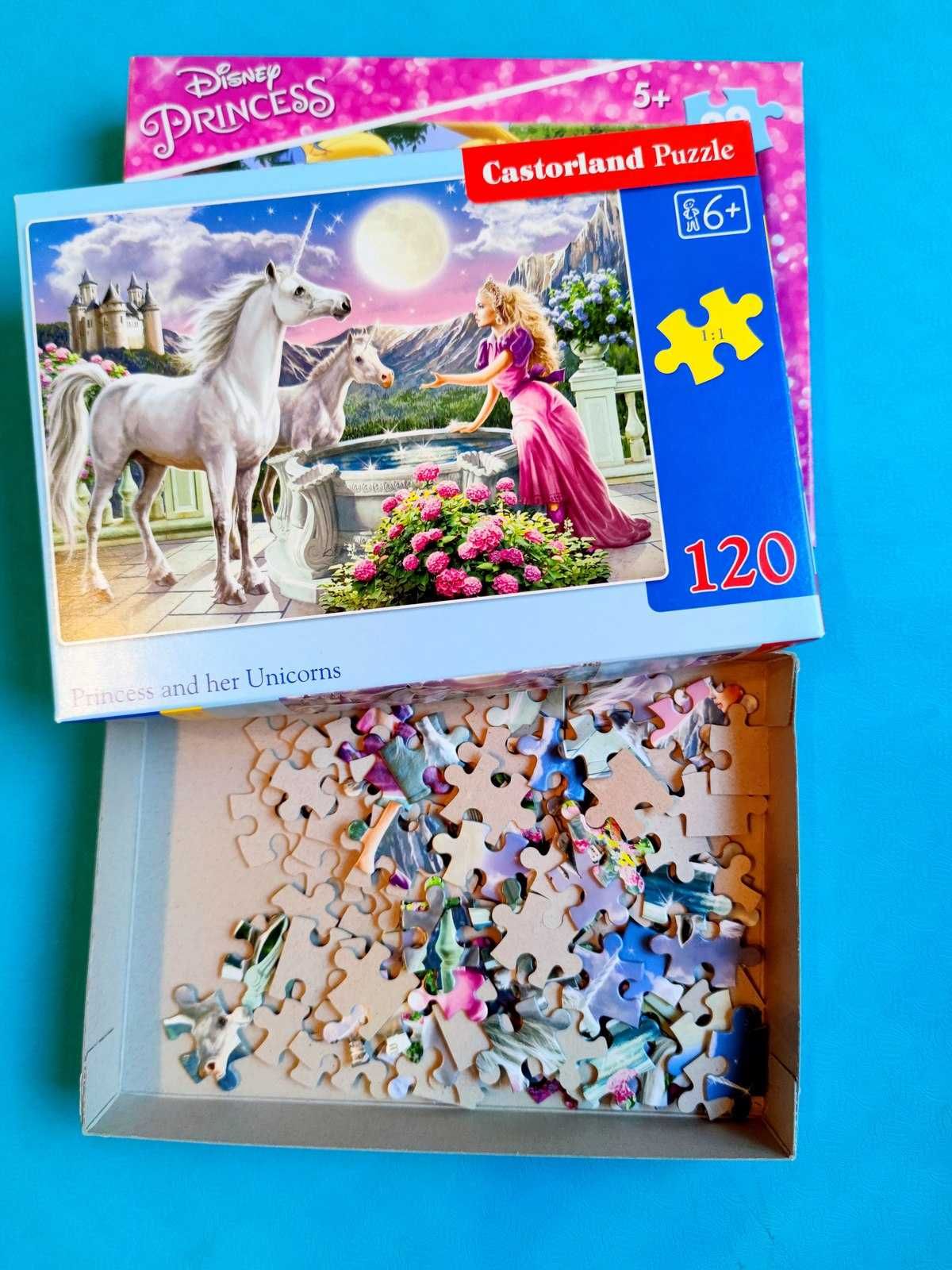 Puzzle Disney Princess 66 el. Roszponka + Castorlands 120 el - zestaw