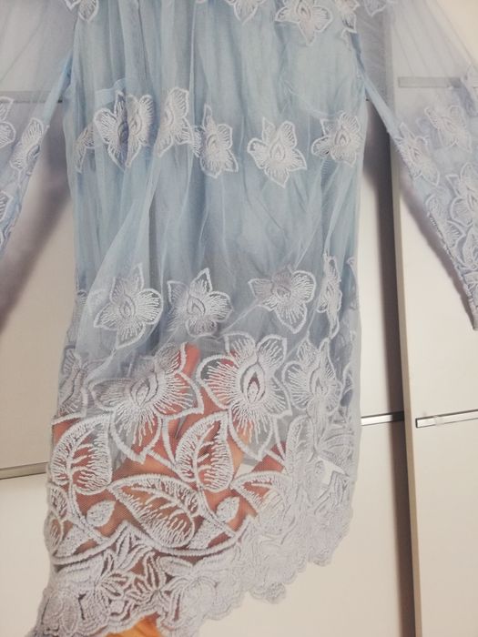 Bluzka damska 3/4 rękaw jasny błękit niebieski 100% wiskoza 3/4 rękaw