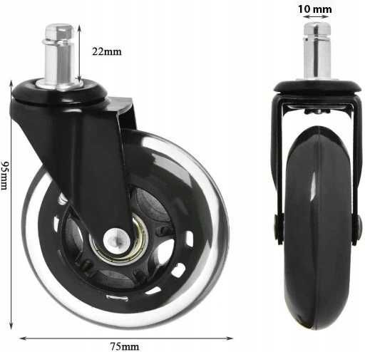 KÓŁKA DO FOTELA IKEA Obrotowego Kauczukowe Gumowe Silikonowe 5szt 10mm