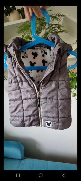 Kamizelka ciepła bezrękawnik H&M szara 86  Micky Mouse