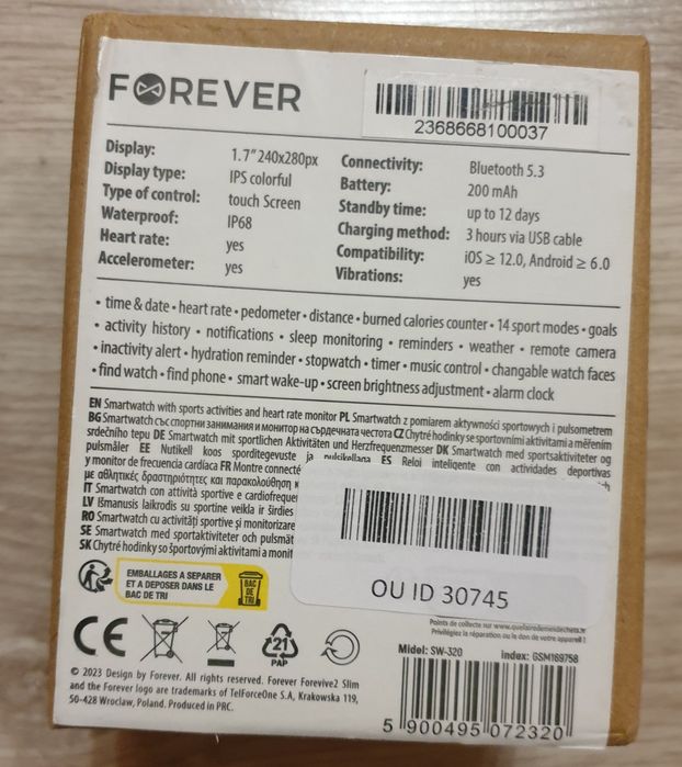 Smartwatch Forever ForeVigo 3 SW-320 1,7" IPS 200mAh