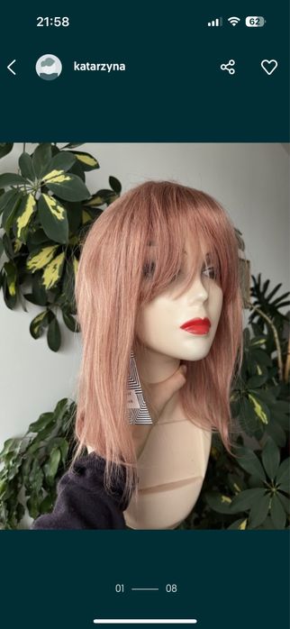 Peruka truskawkowa włosy naturalne