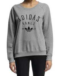 Szara bluza Adidas z haftem w stylu college S