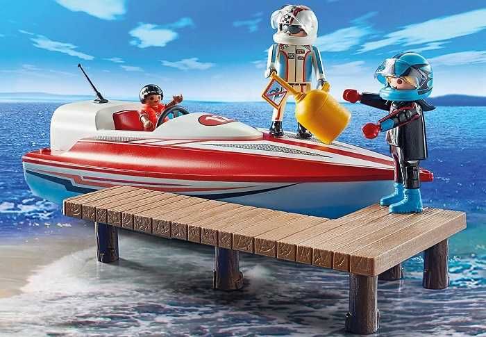 Lancha com motor pilhas barco Playmobil NOVO