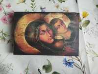Ikona Matka Boska Boża na desce lipowej handmade decoupage