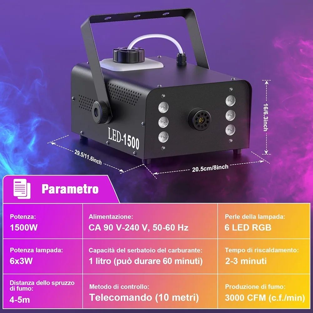Wytwornica   dymu UKing 1500 W z 6 diodami LED RGB