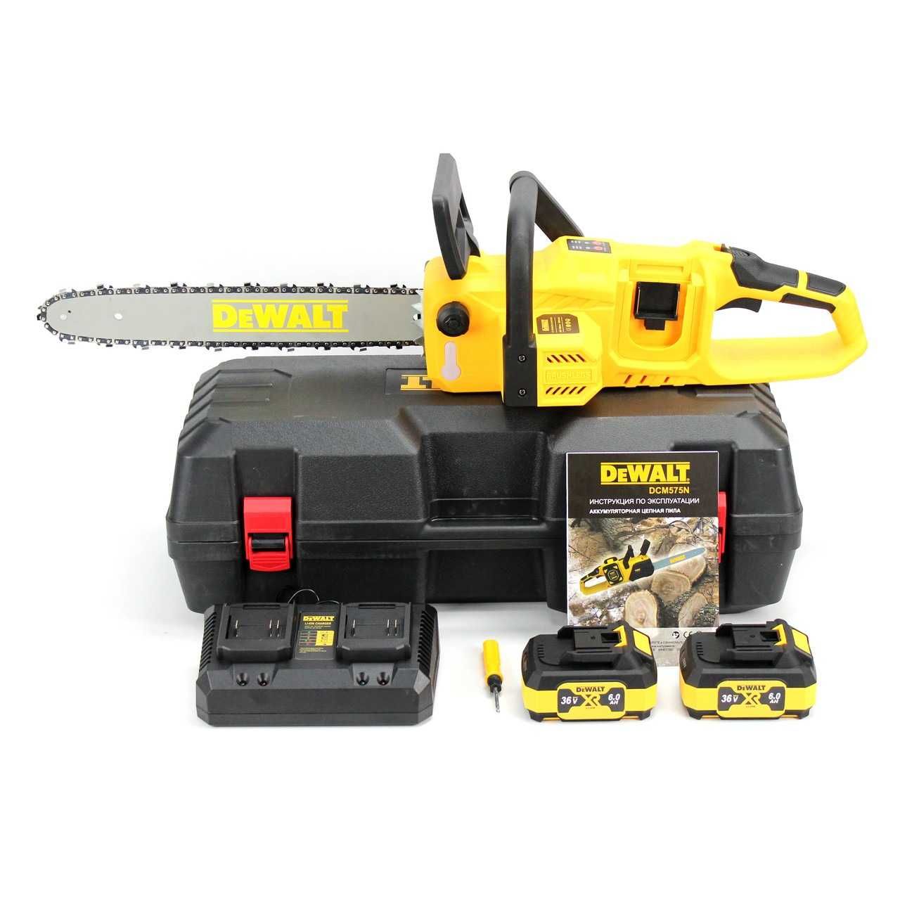 Акумуляторна ланцюгова пила DeWalt DCM575N (36V, 6Ah) Девольт