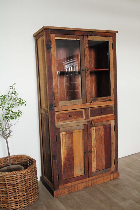 Witryna kolonialna z drewna z odzysku rustykalna wyjątkowa drewniana