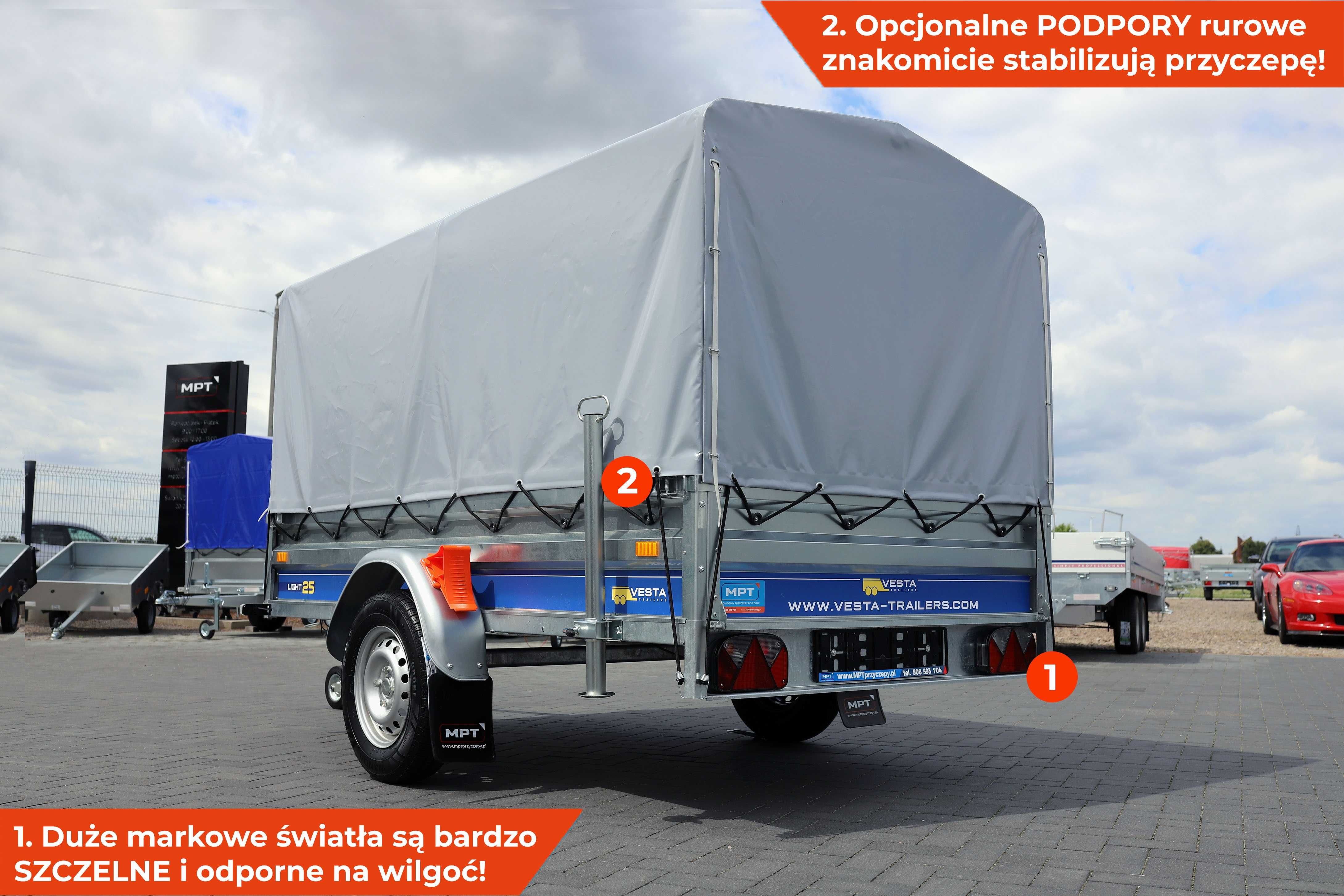 Nowa przyczepka z plandeką 252x135x37 VESTA Light 25 Plandeka lekka