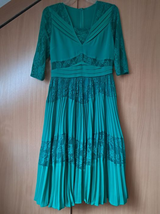 Suknia midi zielona plisowana r.36-38"asos.