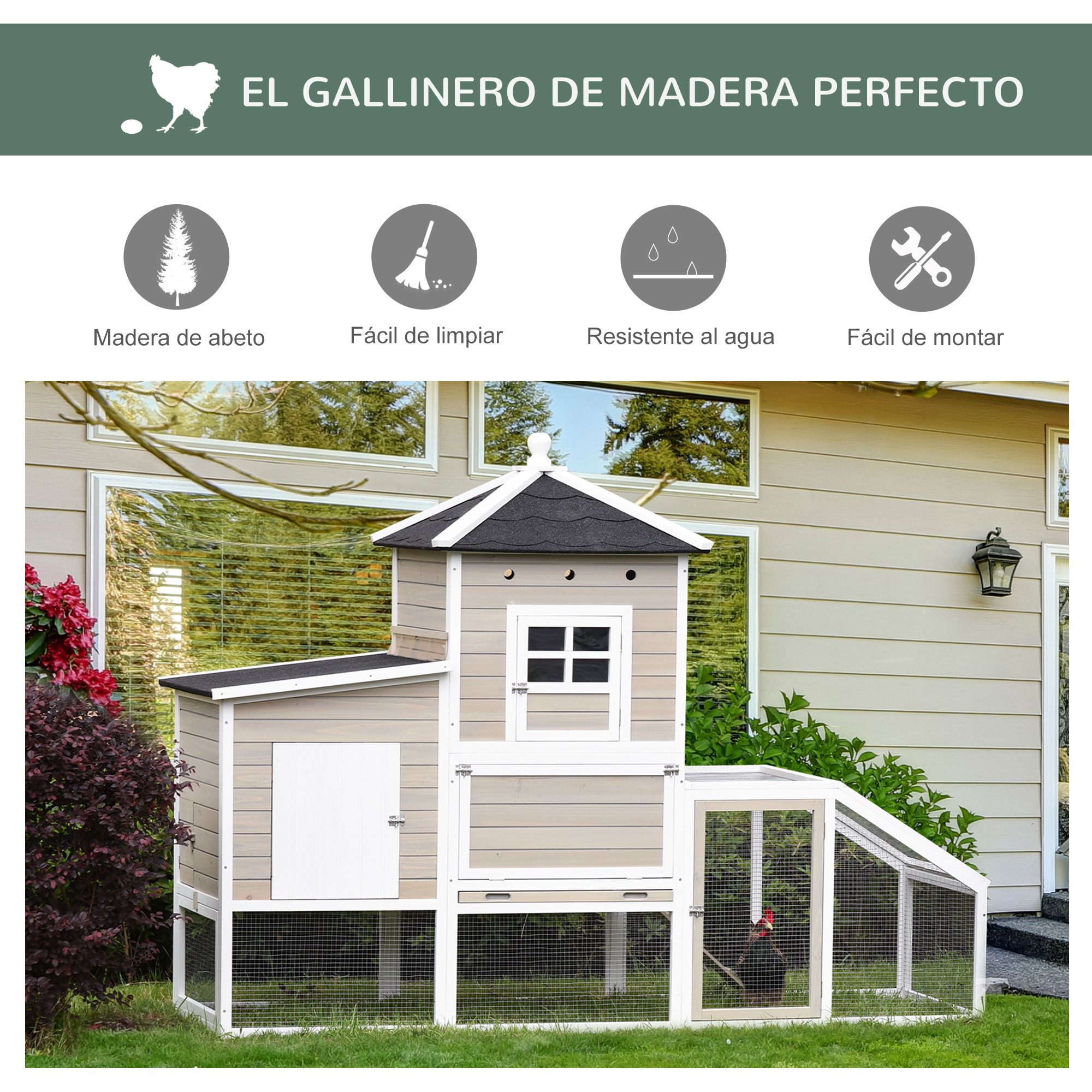 Galinheiro de Madeira 235x83x171cm