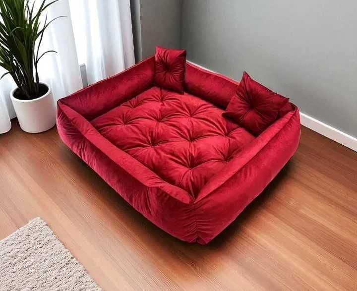 Welurowe legowisko dla psa XXL 135x100 cm – czerwone, PREMIUM