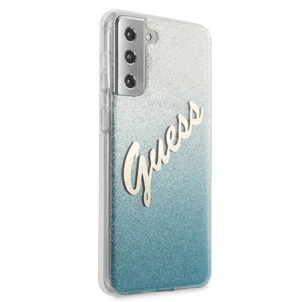 Etui Guess Glitter Gradient Script Na Samsung Galaxy S21+ - Niebieskie