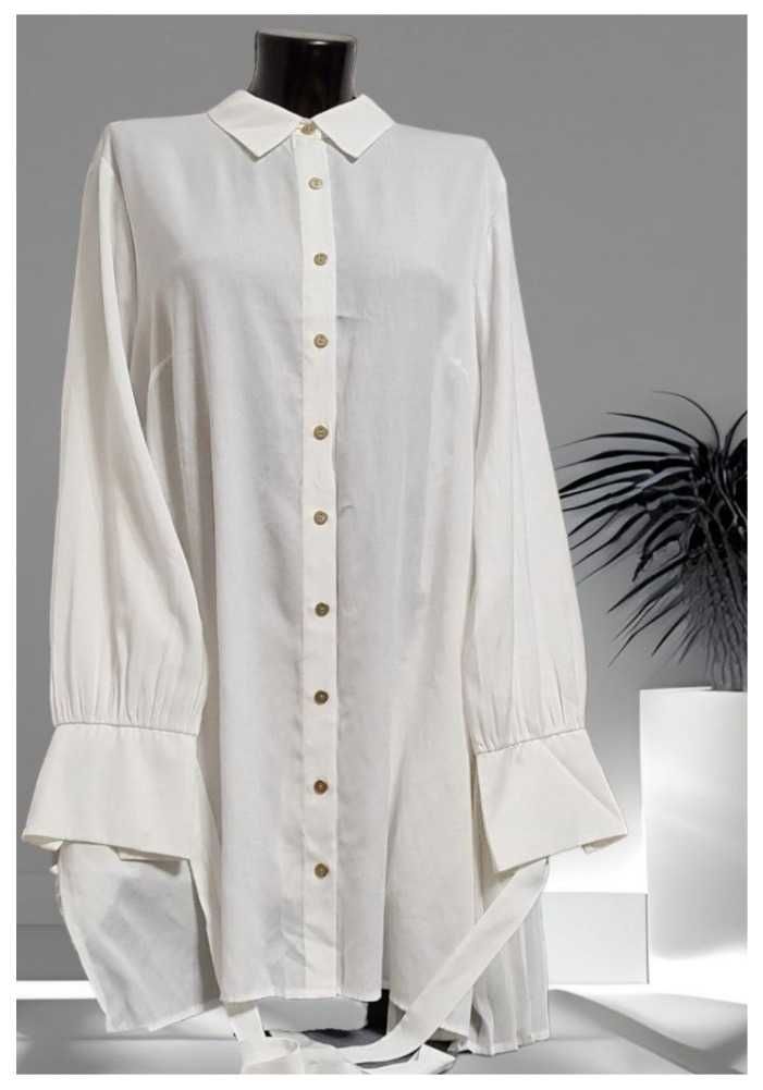 Белая рубашка блуза удлиненная плиссированная Mint Velvet, р. XL