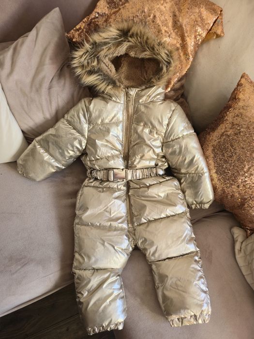 Śliczny złoty kombinezon 86/92 dla dziewczynki, ocieplany