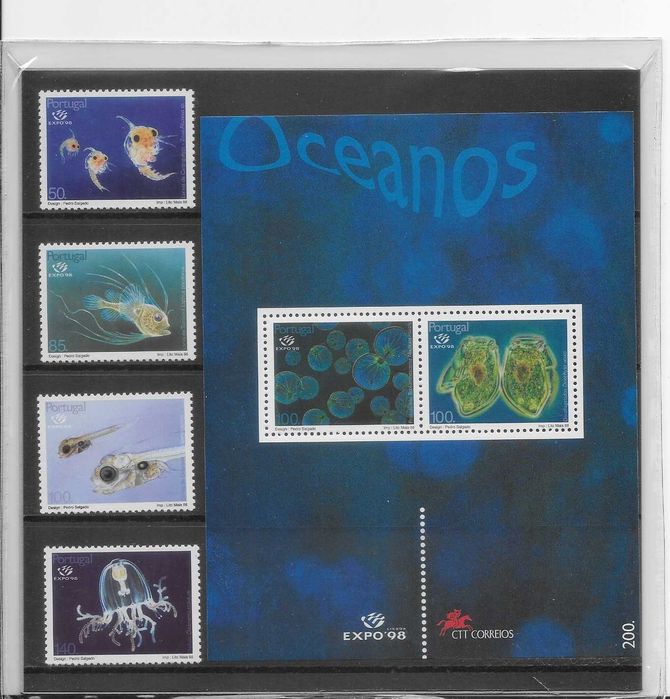 Carteira tematica CTT OCEANOS PLANCTON - EXPO98 - 2bl + 8 selos novos