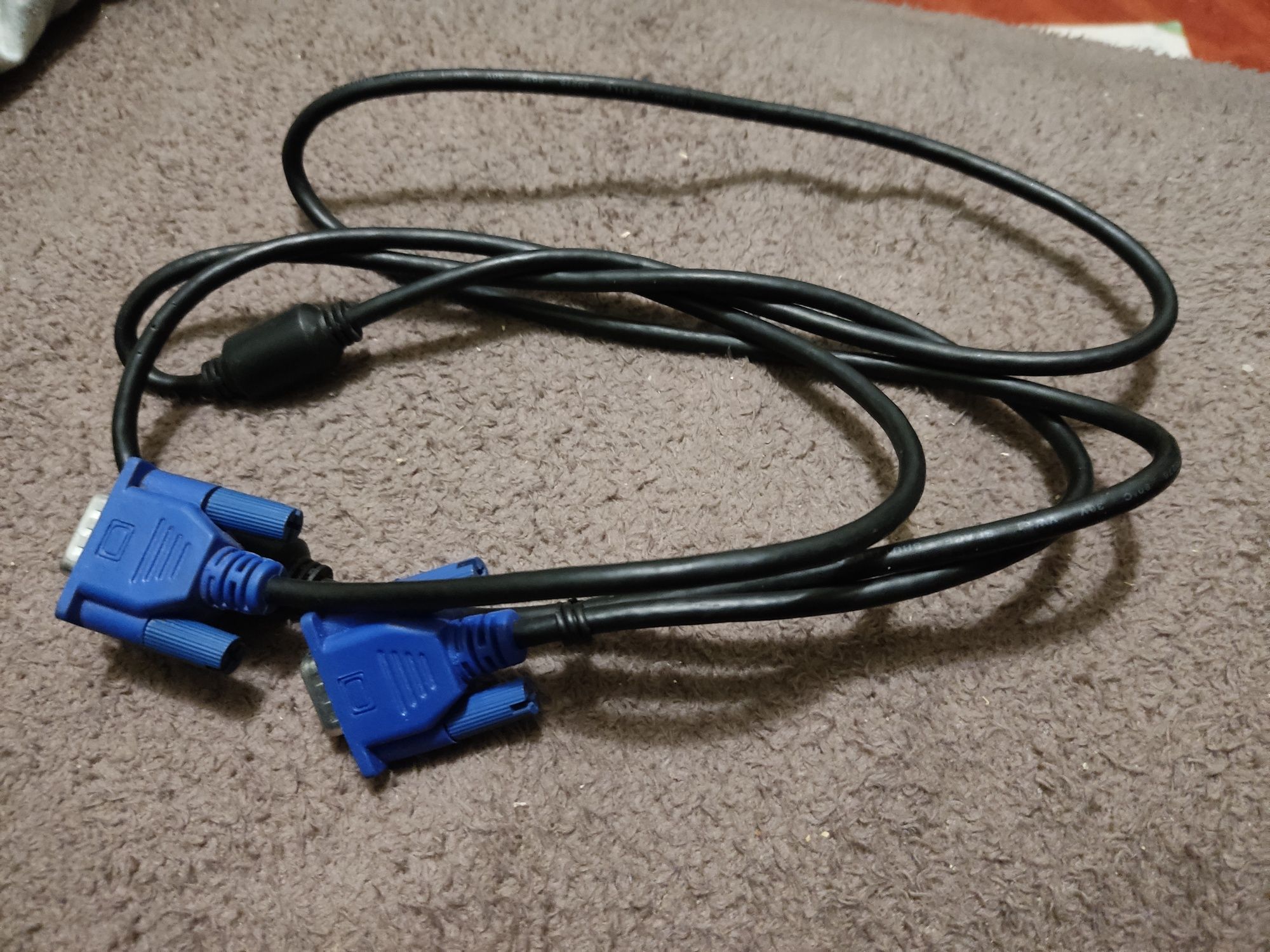 Кабель VGA 3+2 1.5 m, male to male (тато-тато), 2 фериту, чорно-синій,